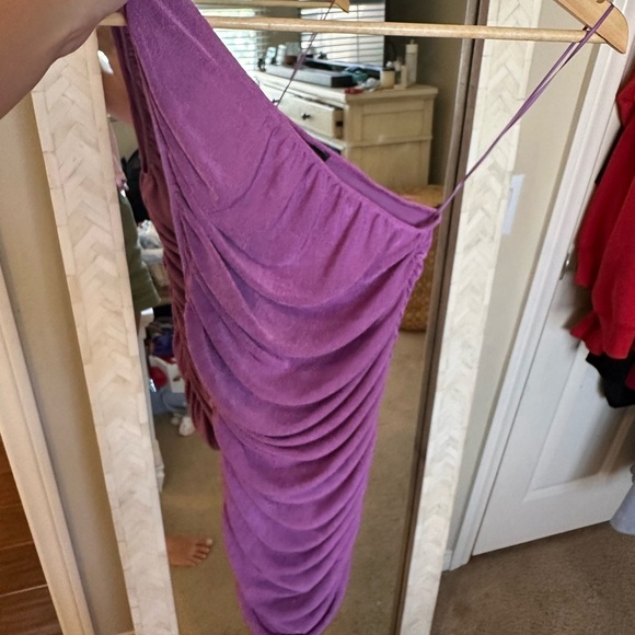 Lioness Revolve Purple Ruched One-Shoulder Dress - Picture 1 of 4